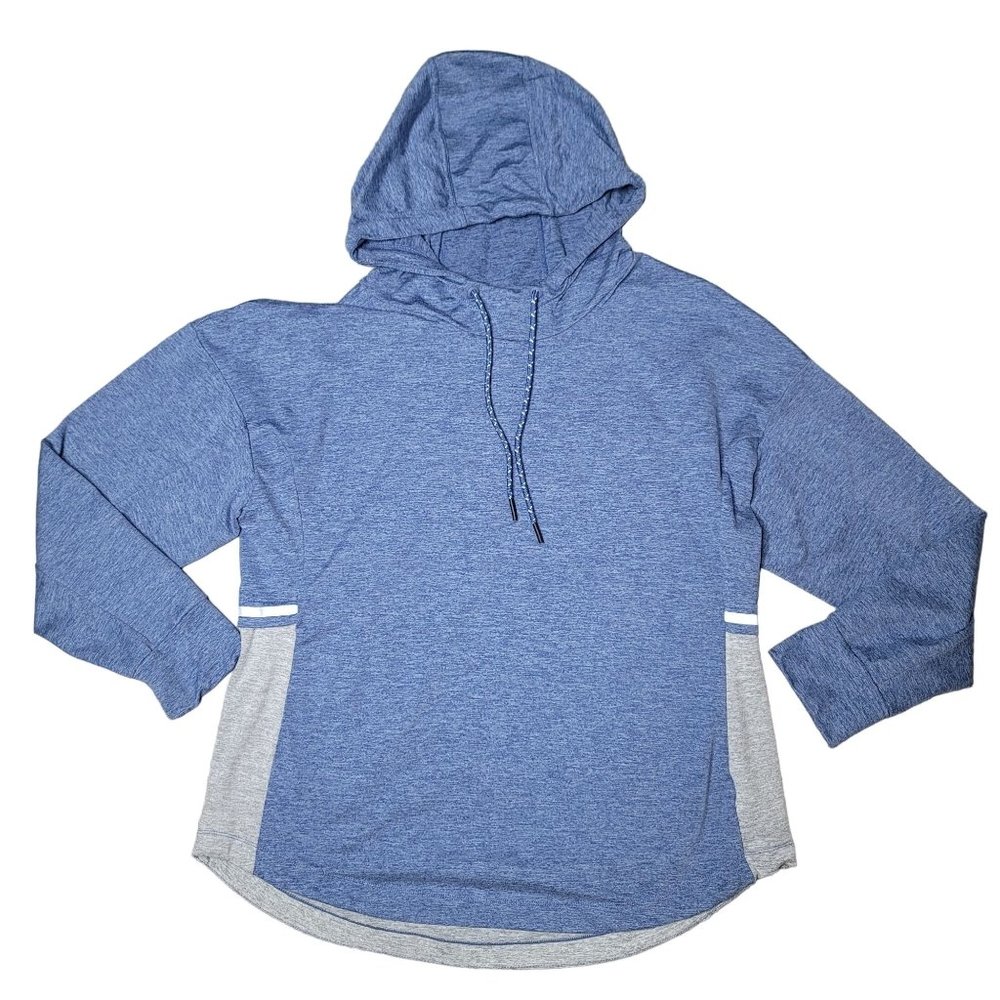 Serene Tangerine Denim Heather Lt Gray Hoodie Sweats Soft Pullover size XXL